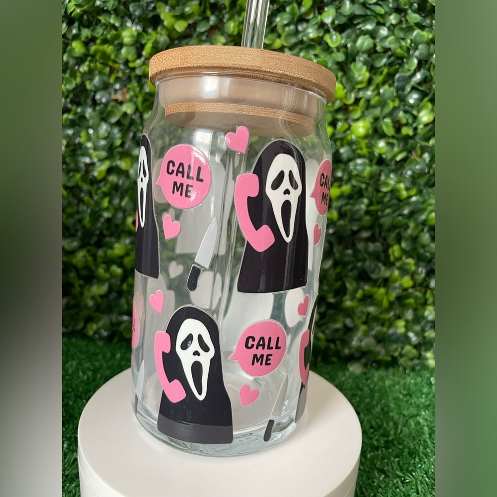 Halloween glass can cup